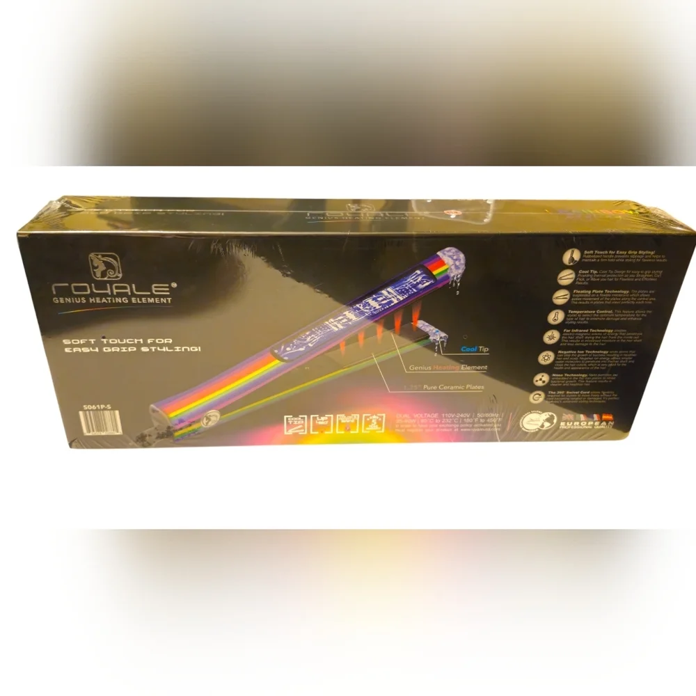 NIB-Royale Genius Heating Element Flat Iron, Ceramic